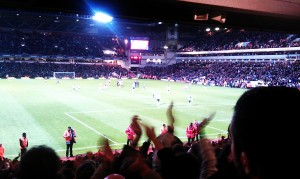 United players applauding the traveling reds in the Trevor Brooking stand